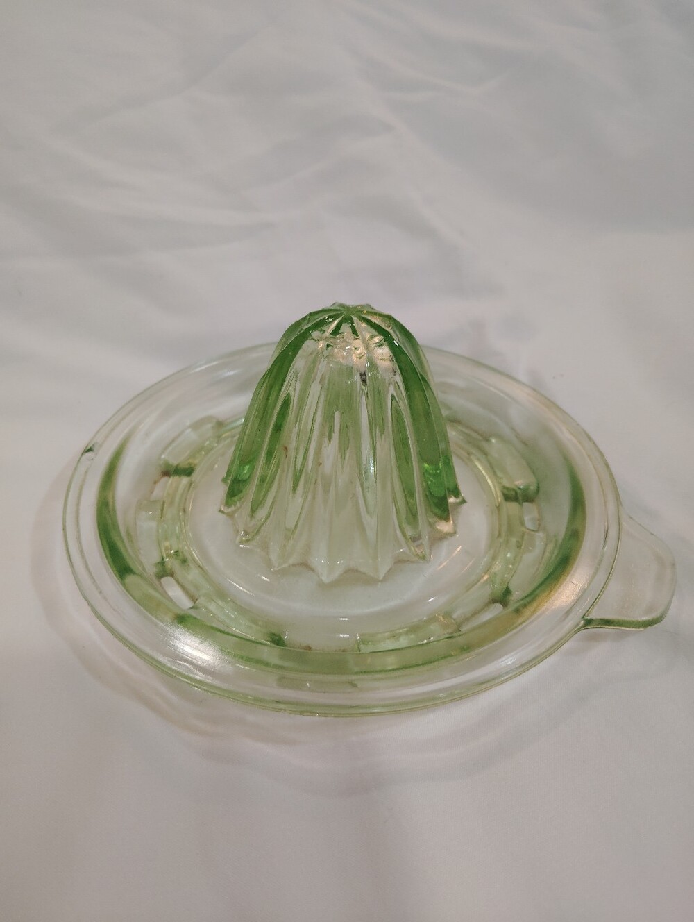 Green Uranium Glass Citrus Juicer - Classic Hand Press